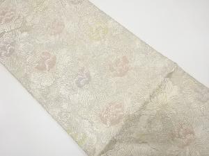 服部織物製　牡丹模様織り出し　袋帯